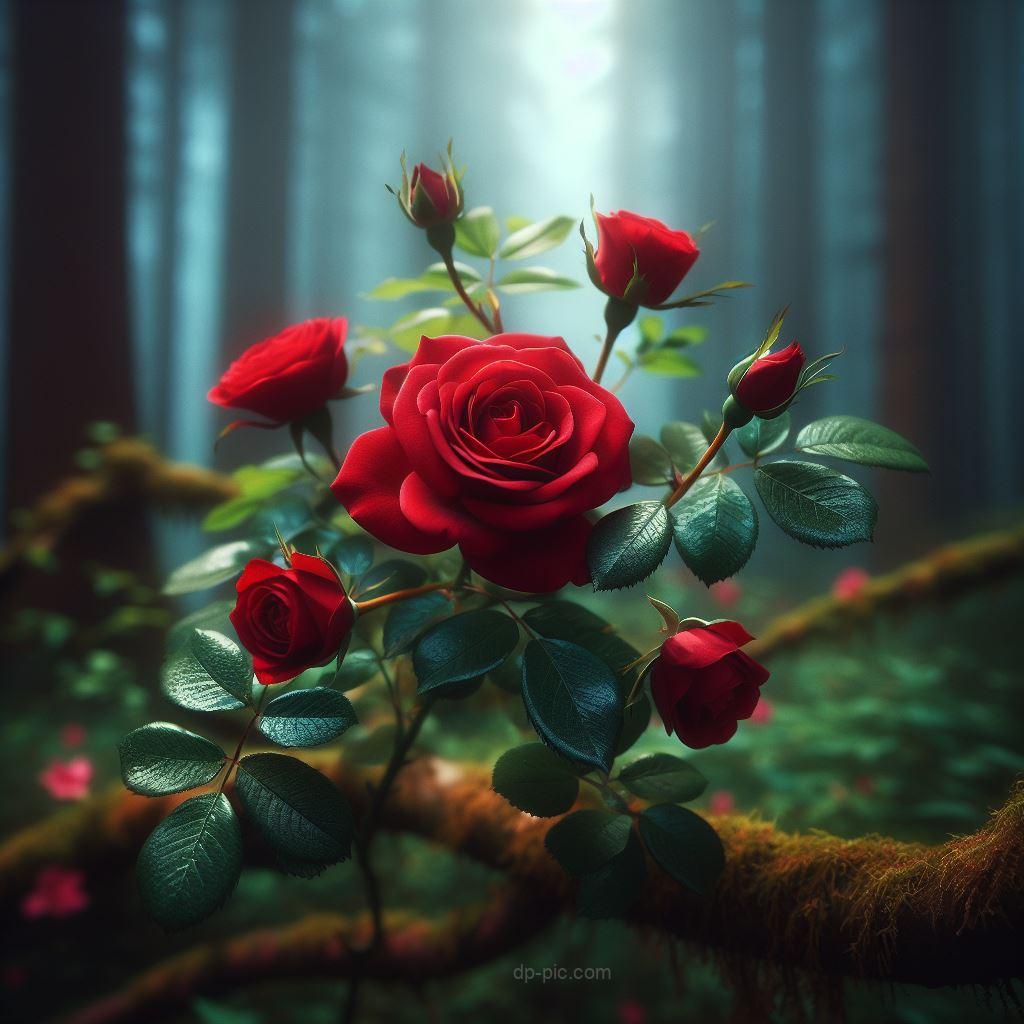rose dp with blurry background of jungle
