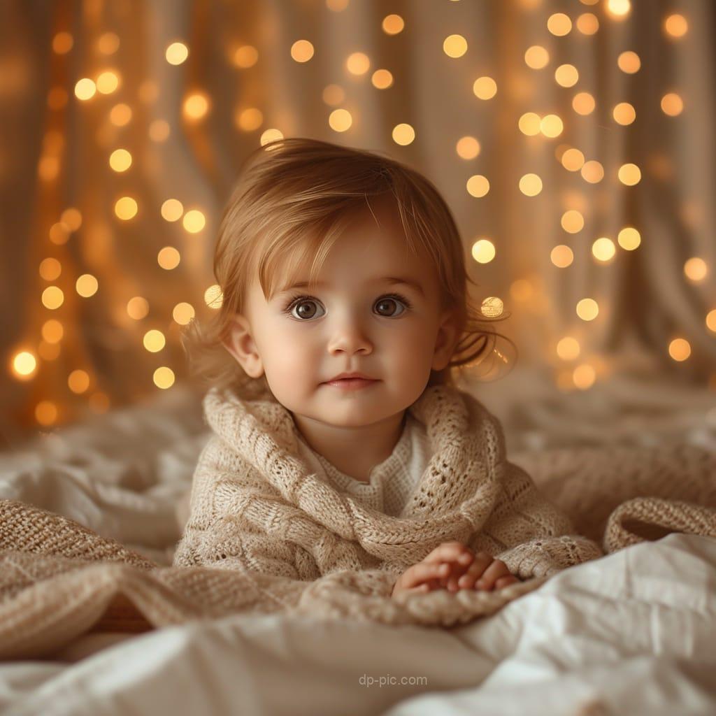 A Cute Baby Playing on Bed Cute Dp, Cute Baby Dp by DP Pic