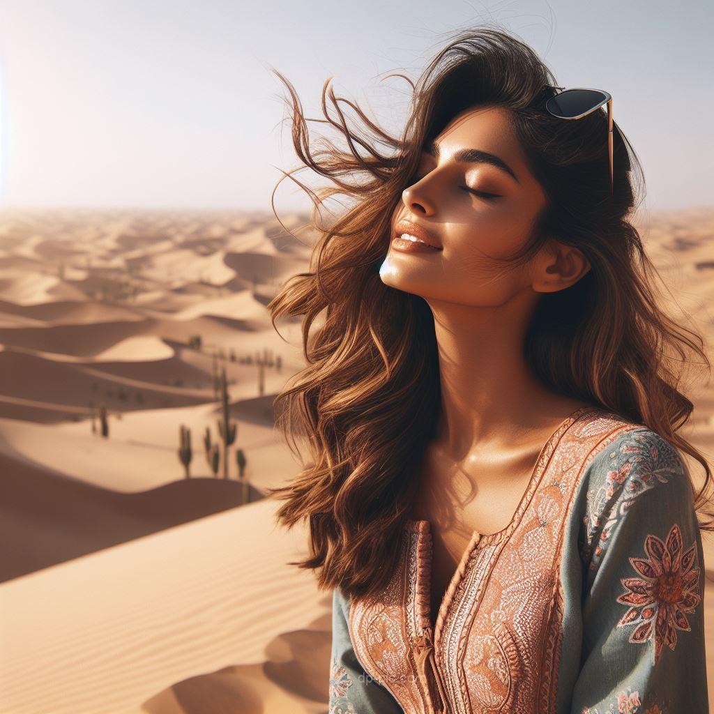 a beautiful girl enjoying in a desert paradise and spending her vocations beautiful dp by dp pic