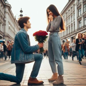 love dp that a boy giving bouquet to girl