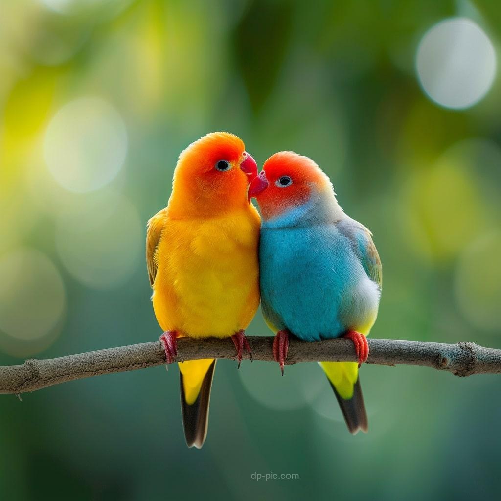 Cute Little Birds sitting on A Branch of Tree Cute DP by DP Pic ()