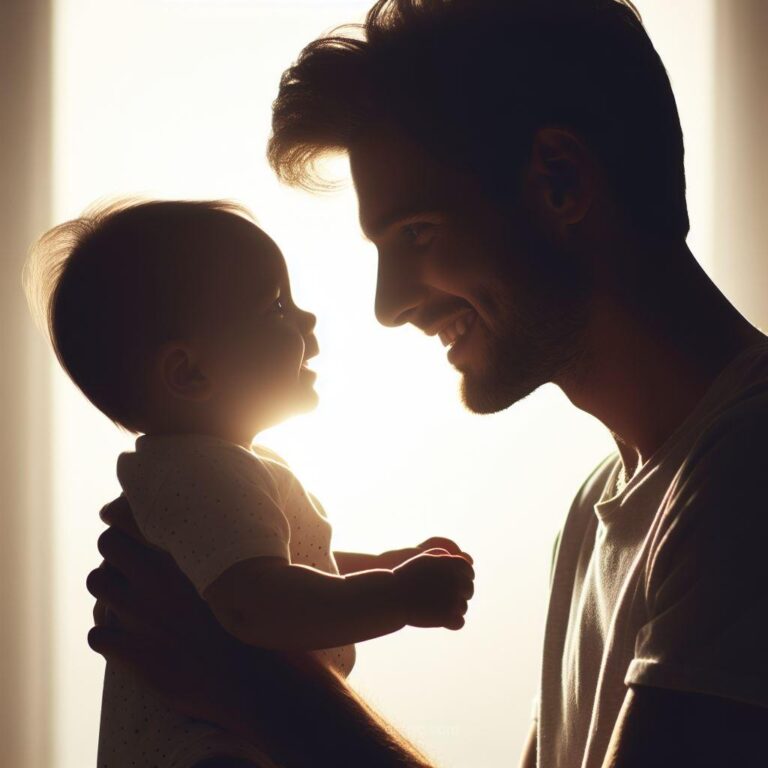 a baby and her father happy silhouette photography
