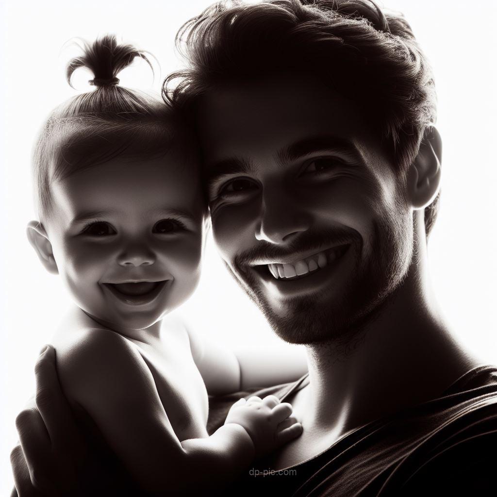a baby and her father happy silhouette photography