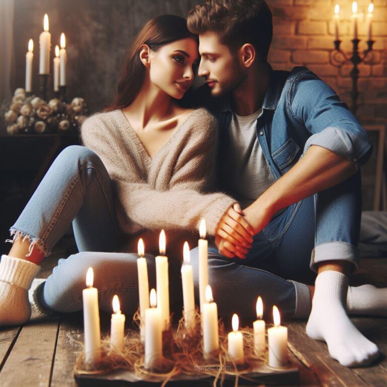 a couple sitting in origin of candles couple love dp by dp pic ()