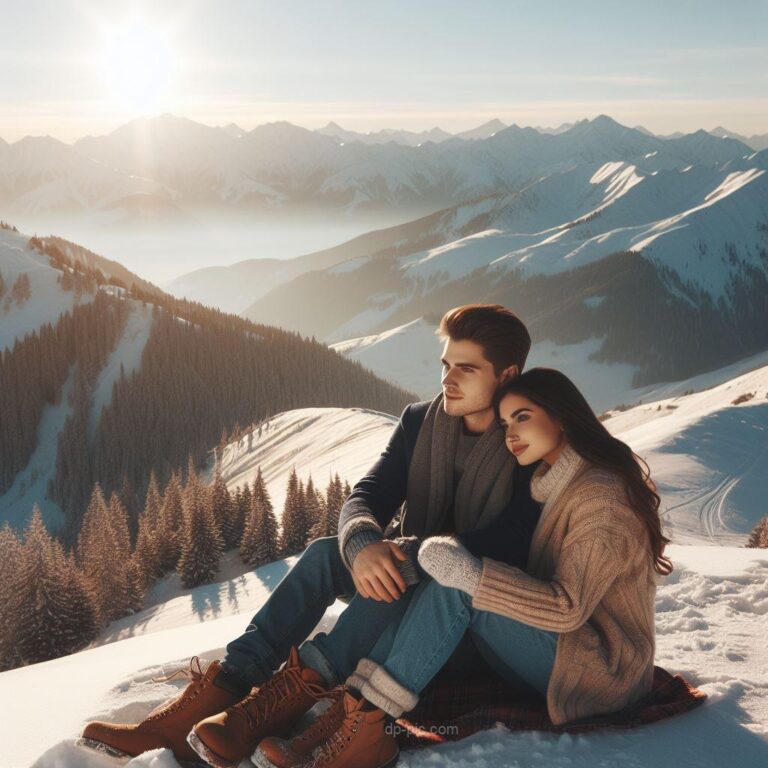 a couple sitting in the snow love dp by dp pic (
