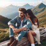 a couple sitting on mountain setting together in love dp by dp pic ()