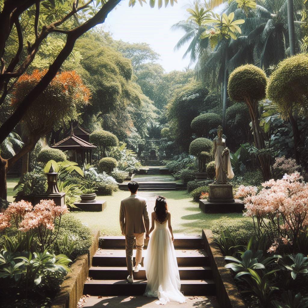 a couple walking in the garden in love dp by dp pic