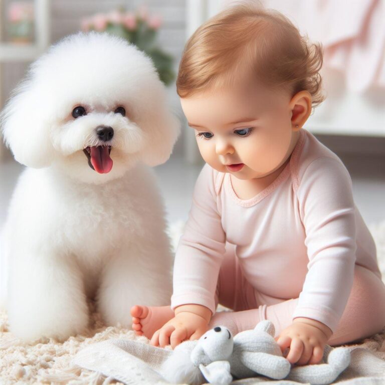 cute baby playing with cute puppy