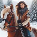 a girl sitting on horse in snow with attitude dp by dp pic 2