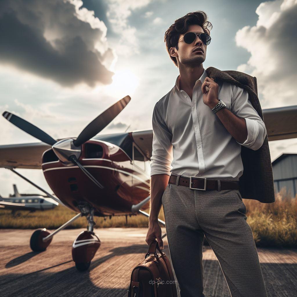 a man standing near his private jet dp by dp pic