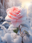 beautiful rose in snow winter