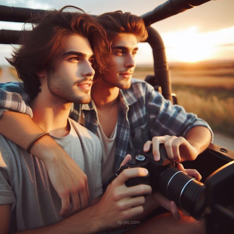 two friends in a jeep way to the sun set friend dp by dp pic