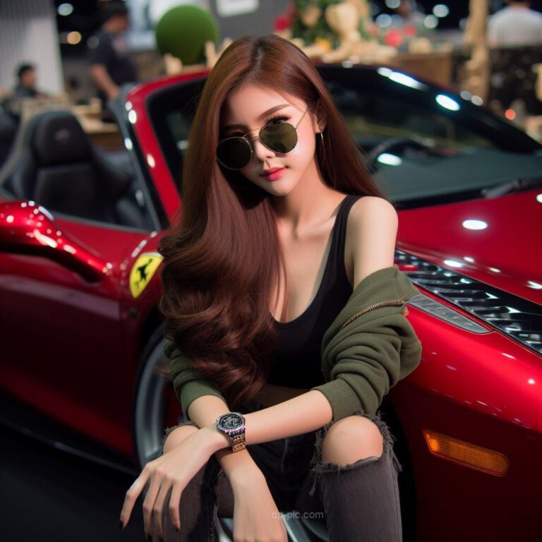 a young girl on her ferrari in attitude dp by dp pic (1)