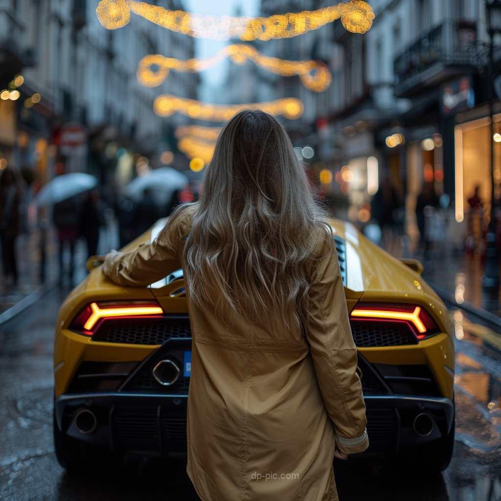 A Beautiful Girl Standing Near A Lamborghini Car in Attitude dp by dp pic ()