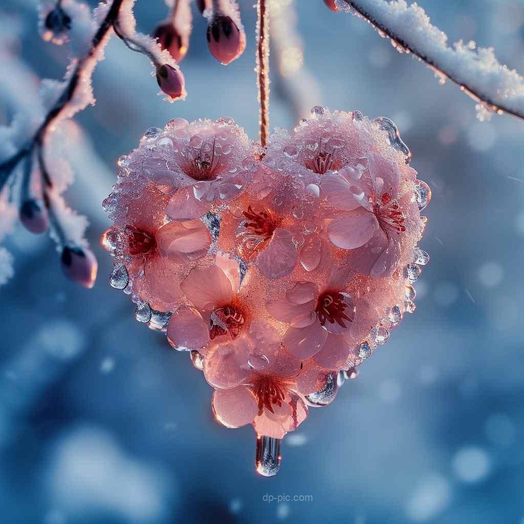 A Heart Shape Flowers in Snow ,heart dp,beautiful dp by dp pic ()