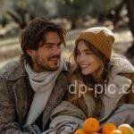 Couple Plucking Oranges From Oranges Tree Love,dp pic,oranges dp,girls dpz, pfp tiktok, girls pfp,boyz dpz, ove dpz ()