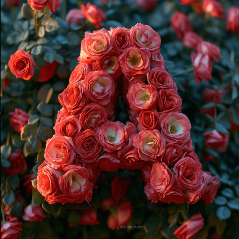 Letter A written on boquet of red roses letters dp by dp pic ()