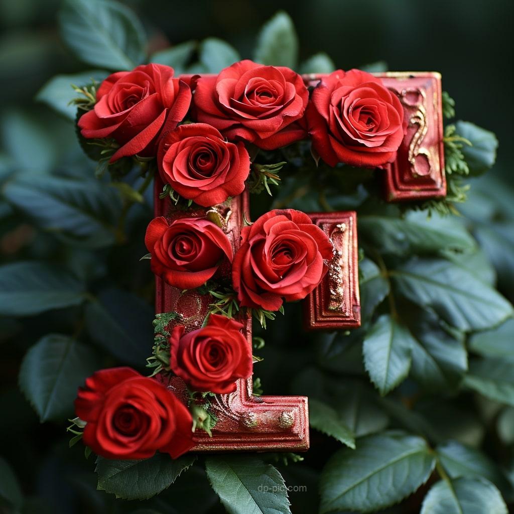 Letter D written on boquet of red roses letters dp by dp pic ()