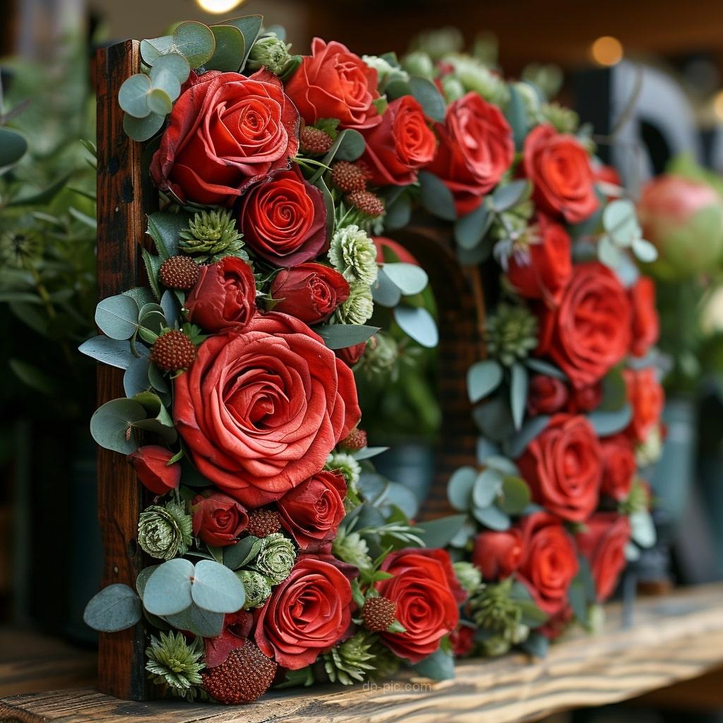 Letter D written on boquet of red roses letters dp by dp pic () ()