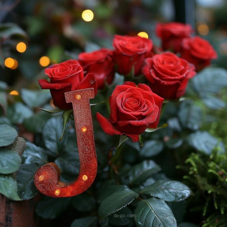 Letter J written on boquet of red roses letters dp by dp pic ()
