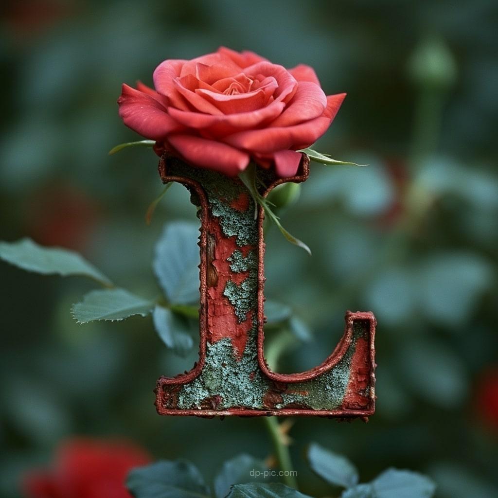 Letter L written on boquet of red roses letters dp by dp pic () ()
