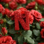 Letter N written on boquet of red roses letters dp by dp pic ()