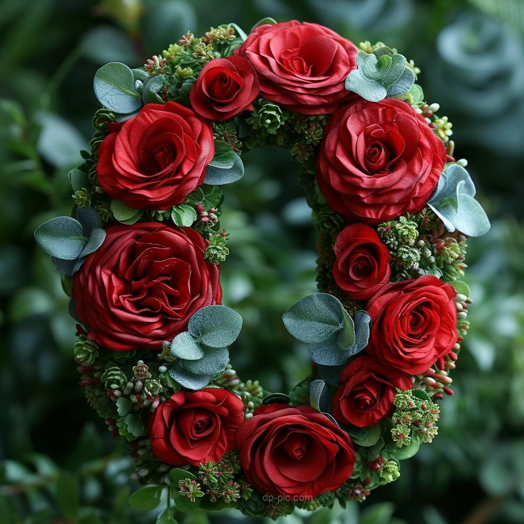 Letter O written on boquet of red roses letters dp by dp pic ()