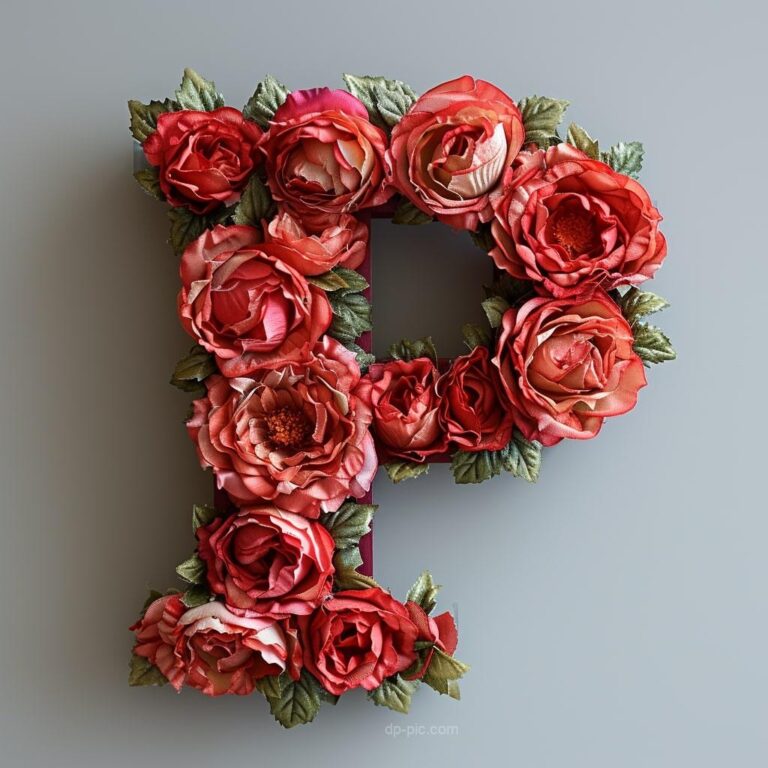 Letter P written on boquet of red roses letters dp by dp pic ()