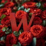 Letter W written on boquet of red roses letters dp by dp pic ()