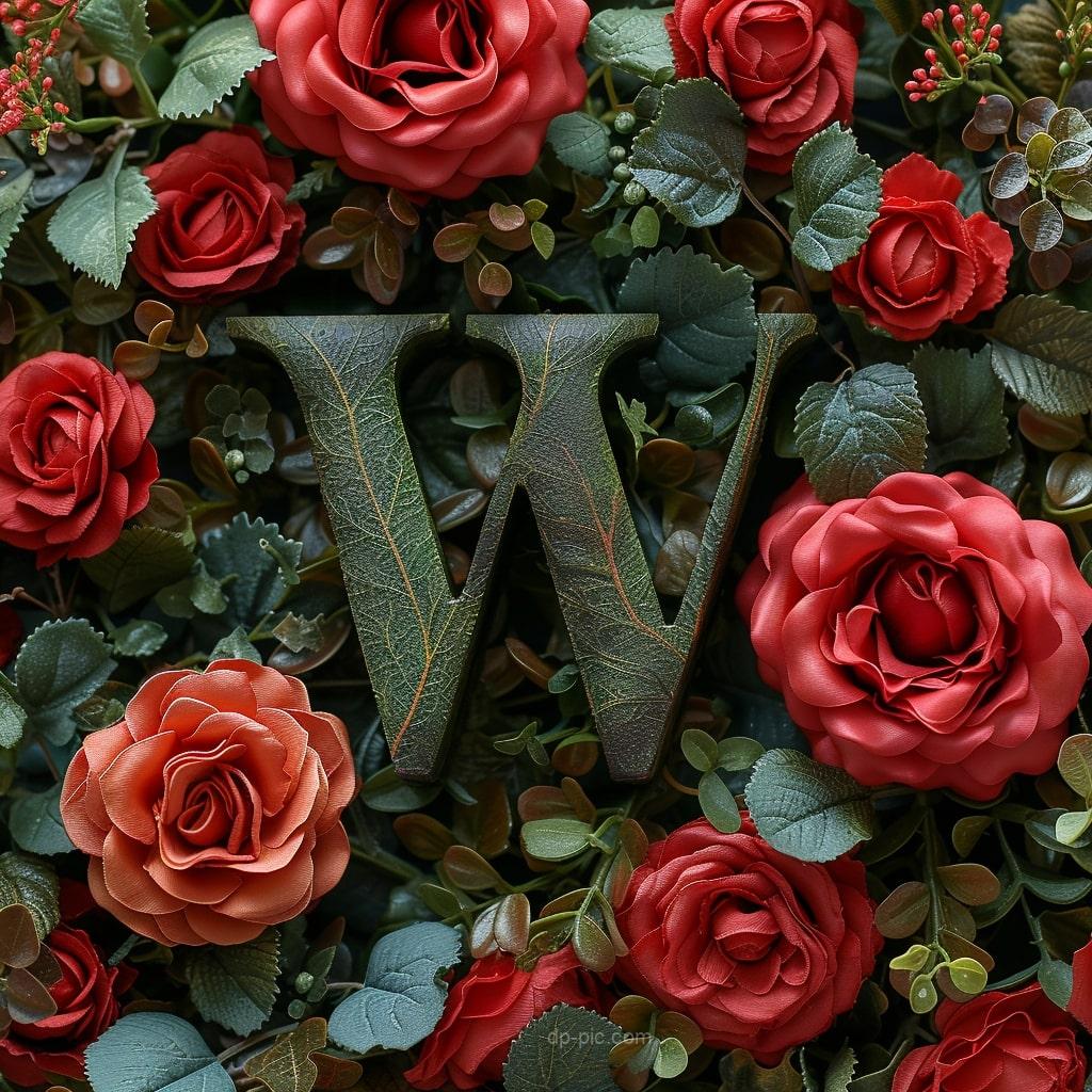 Letter W written on boquet of red roses letters dp by dp pic ()