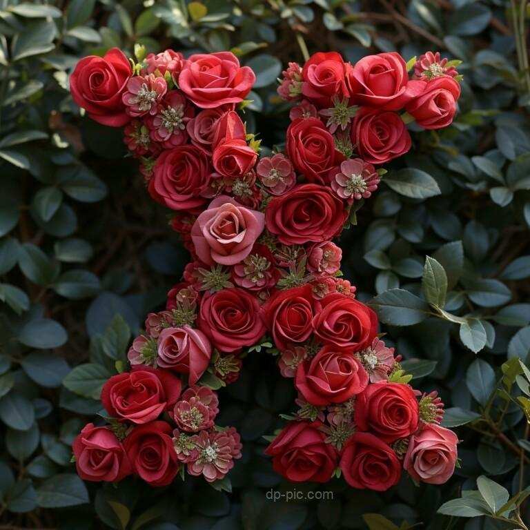 letter x written on boquet of red roses letters dp by dp pic