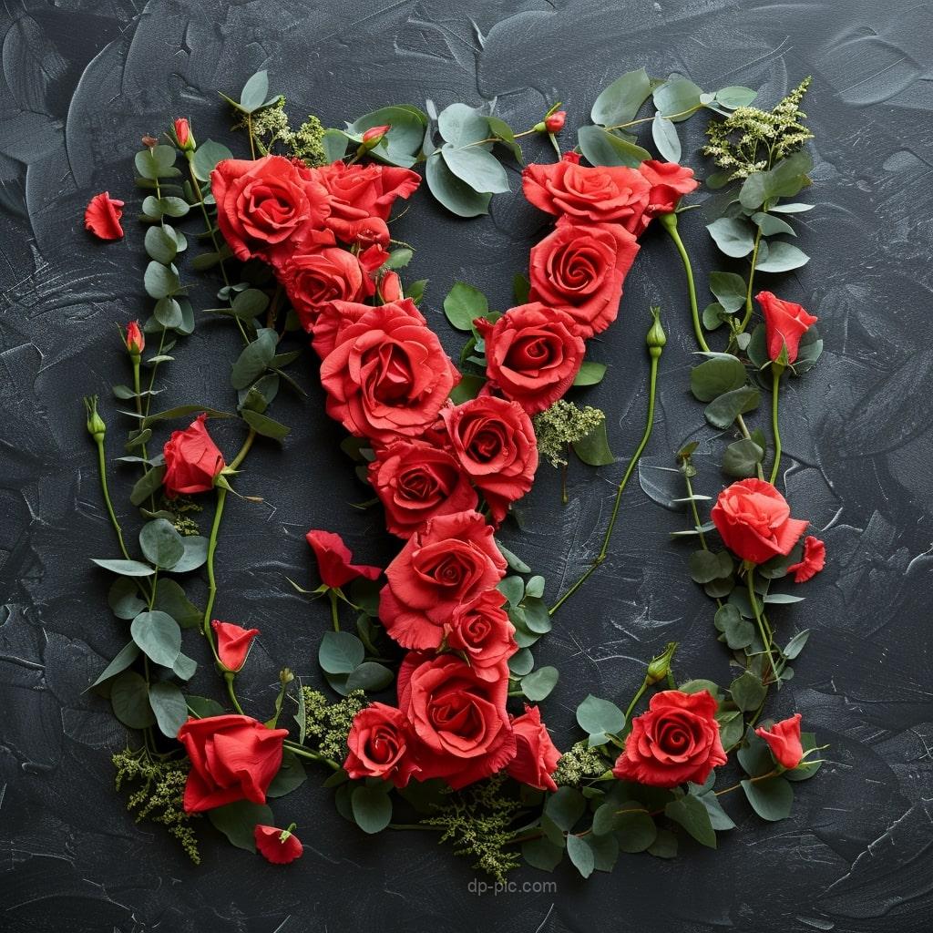 Letter Y written on boquet of red roses letters dp by dp pic ()