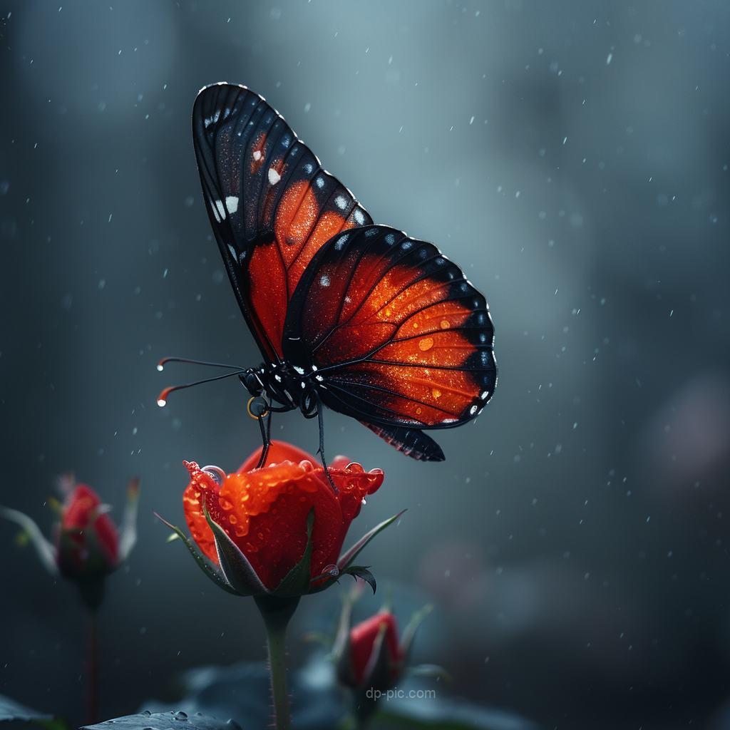 a beautiful butterfly on red rose ,beautiful dp,dp pic,new beautiful dp,flower dp ()