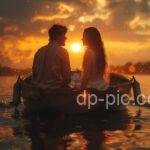 a beautiful couple sitting on a boat, love dp, couple dp, dp pic, boat dp ()