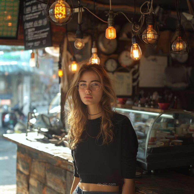 a beautiful girl standing in restaurant , beautiful dp by dp pic ()