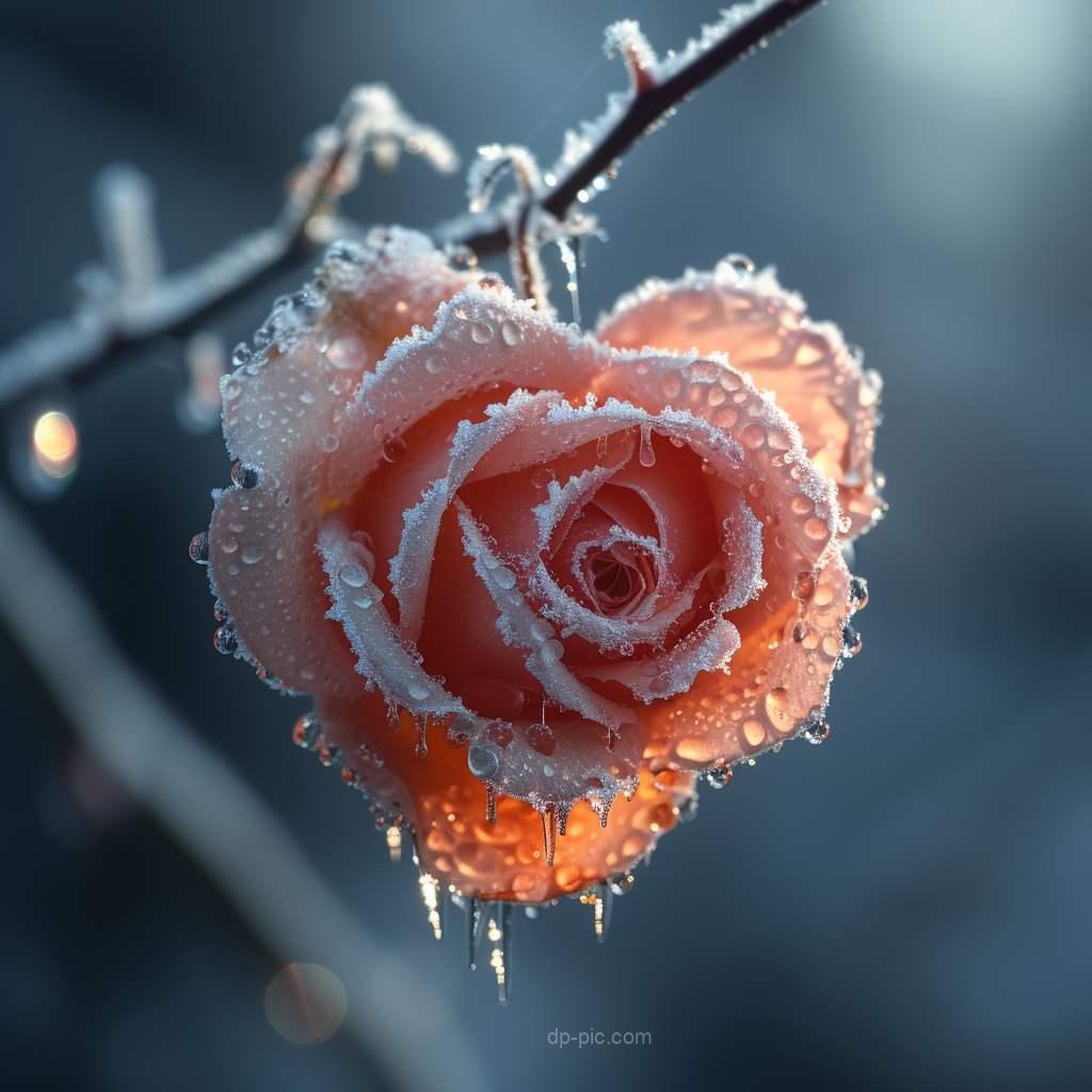 a beautiful rose in a heart shape in snow,heart dp,beautiful dp,dp pic ()