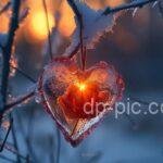 a beautiful rose in a heart shape in snow,heart dp,beautiful dp,dp pic ()