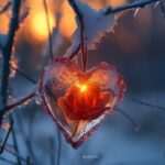 a beautiful rose in a heart shape in snow,heart dp,beautiful dp,dp pic ()