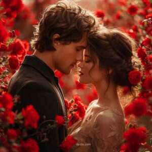 a couple in red flowers love dp by dp pic ()