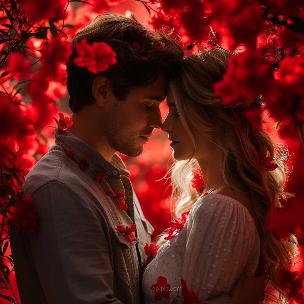 a couple in red flowers love dp by dp pic ()