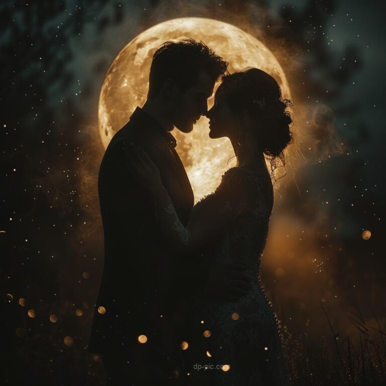 a couple standing in moonnight,love dp, couple dp, night dp, hd couple dp, dp pic ()