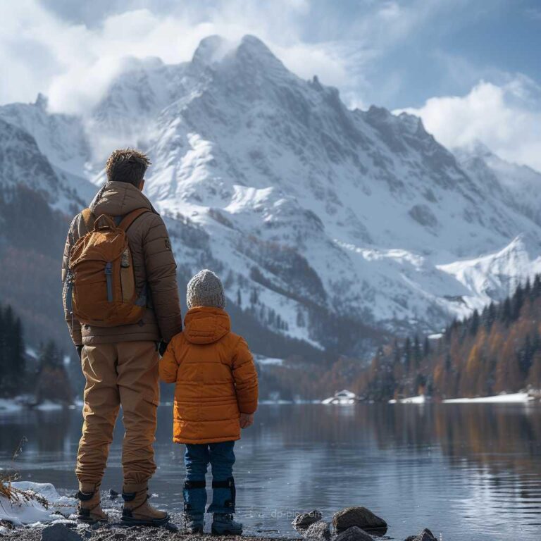 a father and his son standing in valley beautiful dp by dp pic ,beautiful dp, cute dp, dp pic, father dp, father and son dp ()