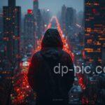 a hacker boy standing and looking at city with attitude dp by dp pic ()