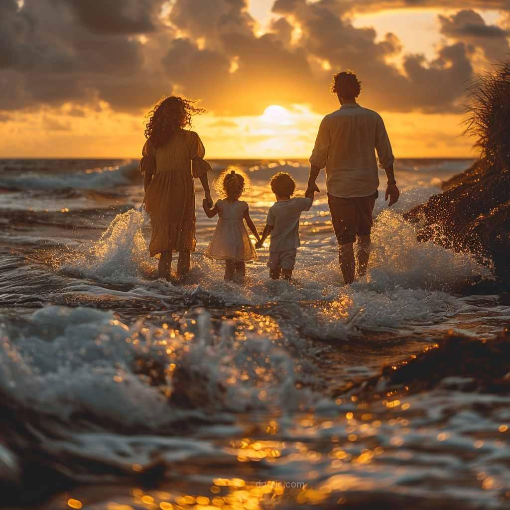 a happy family near sea,family dp by dp pic ()