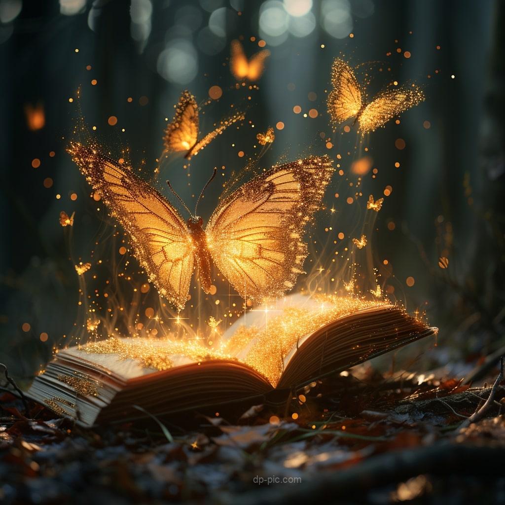 a shiny butterflies on a book in dark beautiful dp by dp pic ()