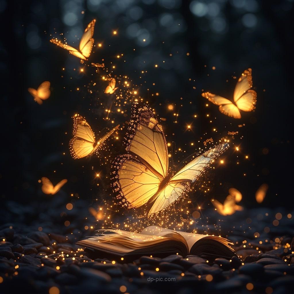 a shiny butterflies on a book in dark beautiful dp by dp pic ()