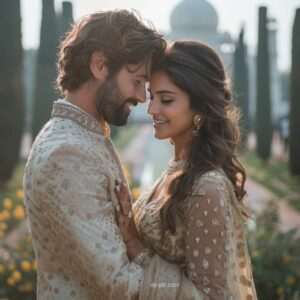 couple standing in front of taj mahal in love, couple dp,love dp ,couple profile picture, love profile picture ,tiltok pfp, love pfp, couple pfp ()