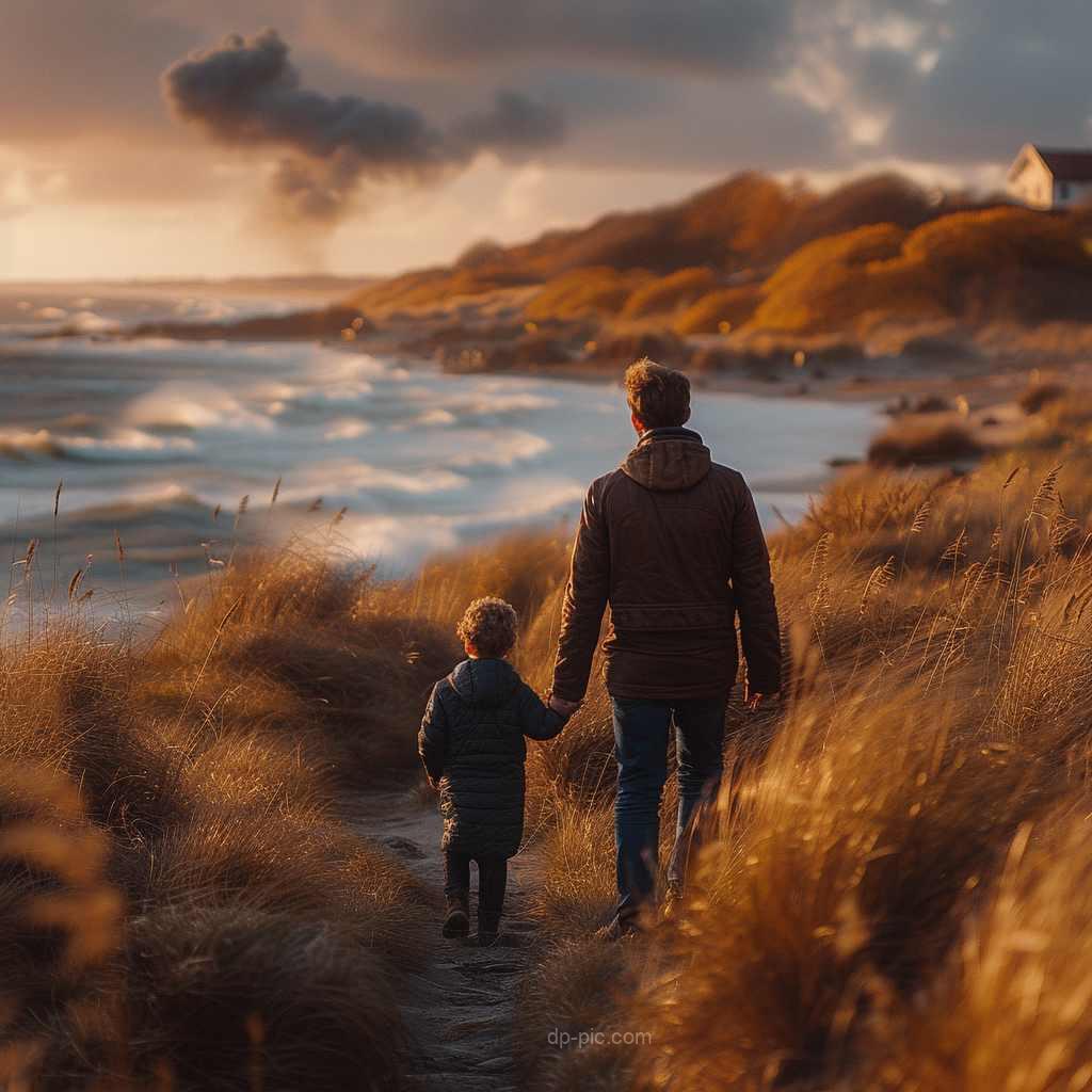 father and son walking into ocean family dp by dp pic,father dp 