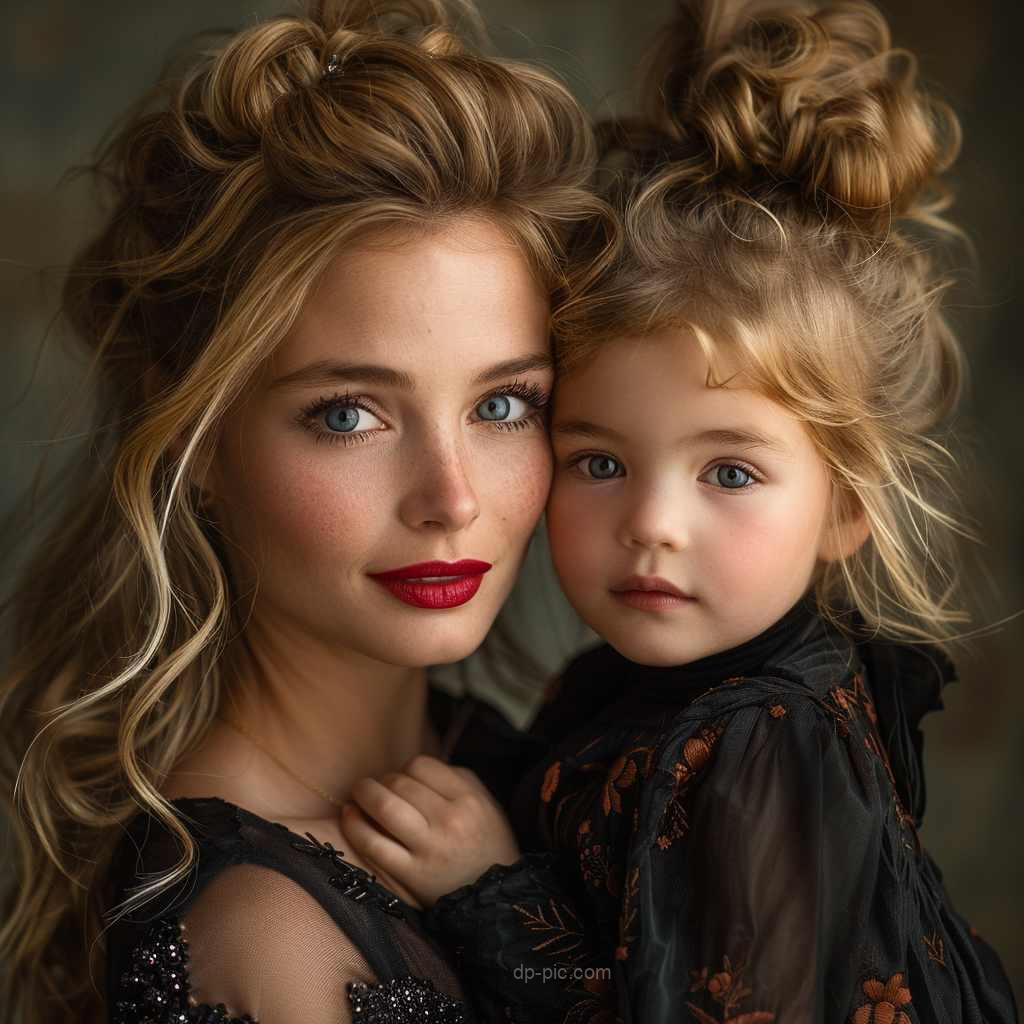 A Mother And His Daughter Standing Togrther in Love, love dp , mother love ,mother dp, daughter mother dp,mother pfp ()