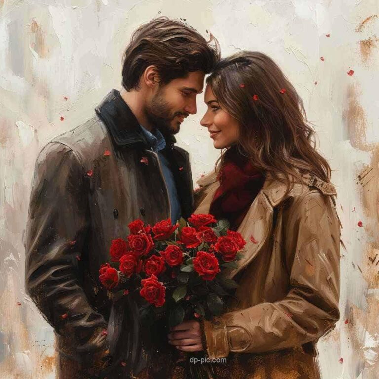 a beautiful couple standing together in love , love dp, romantic dp, bonquet dp, best dp ()